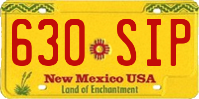 NM license plate 630SIP