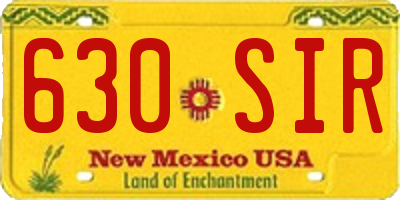 NM license plate 630SIR