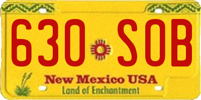 NM license plate 630SOB