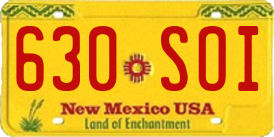 NM license plate 630SOI