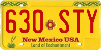 NM license plate 630STY