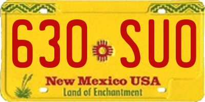 NM license plate 630SUO