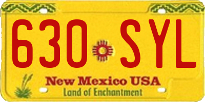 NM license plate 630SYL