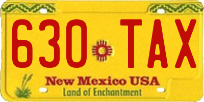 NM license plate 630TAX