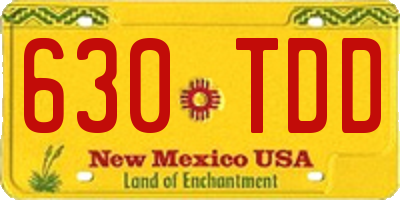 NM license plate 630TDD
