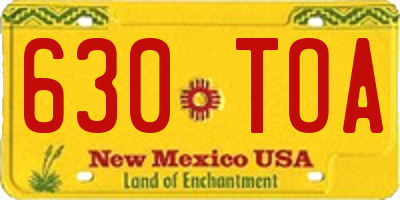 NM license plate 630TOA