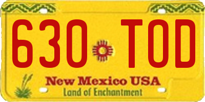 NM license plate 630TOD