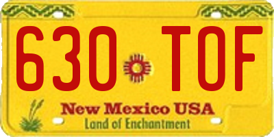 NM license plate 630TOF