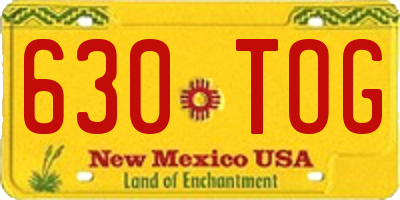 NM license plate 630TOG