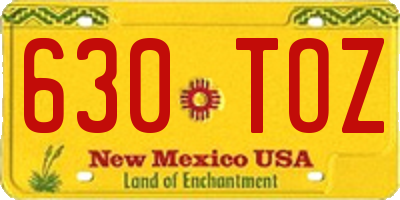 NM license plate 630TOZ