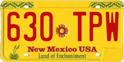 NM license plate 630TPW