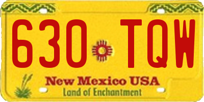 NM license plate 630TQW