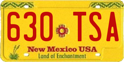 NM license plate 630TSA