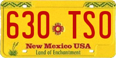 NM license plate 630TSO