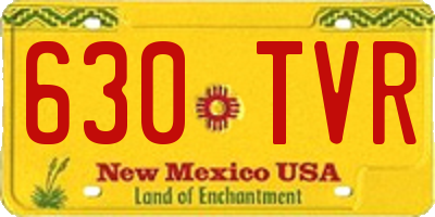 NM license plate 630TVR