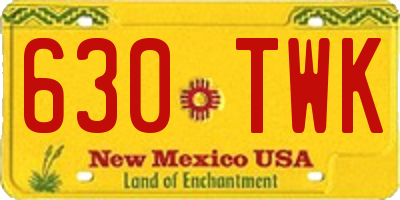 NM license plate 630TWK