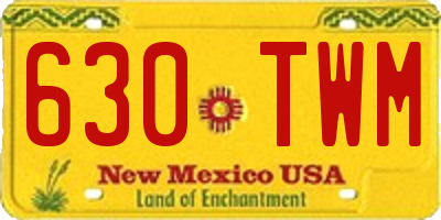 NM license plate 630TWM