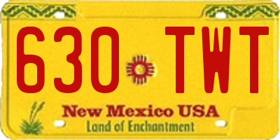 NM license plate 630TWT
