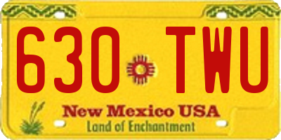NM license plate 630TWU
