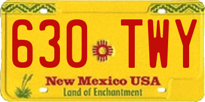 NM license plate 630TWY