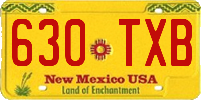 NM license plate 630TXB