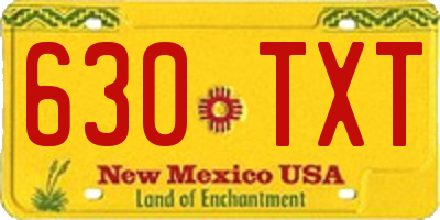 NM license plate 630TXT