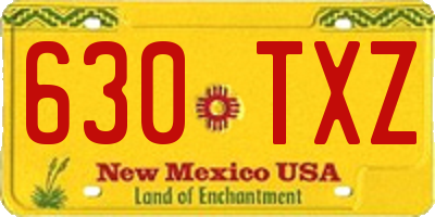 NM license plate 630TXZ