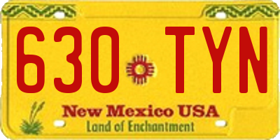 NM license plate 630TYN