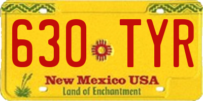 NM license plate 630TYR