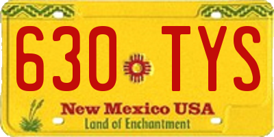 NM license plate 630TYS