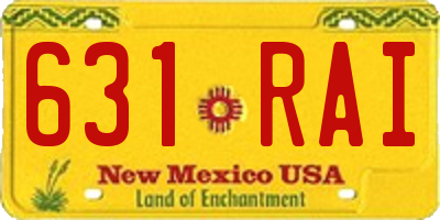 NM license plate 631RAI