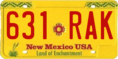 NM license plate 631RAK