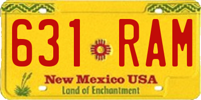 NM license plate 631RAM