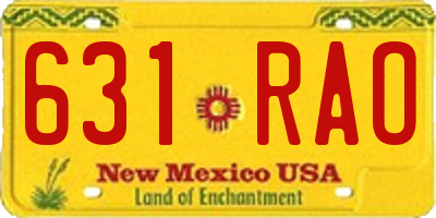 NM license plate 631RAO
