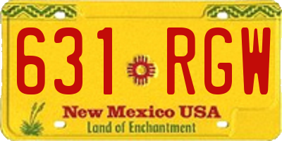 NM license plate 631RGW