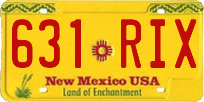 NM license plate 631RIX