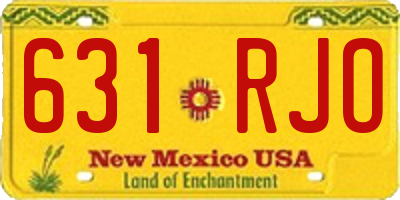 NM license plate 631RJO