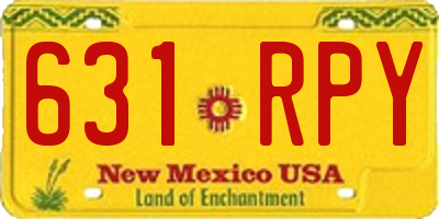 NM license plate 631RPY