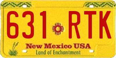 NM license plate 631RTK