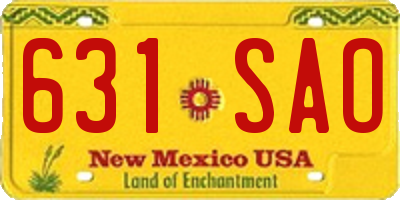 NM license plate 631SAO