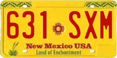 NM license plate 631SXM