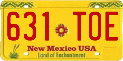 NM license plate 631TOE