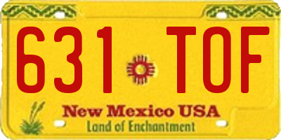 NM license plate 631TOF
