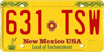 NM license plate 631TSW