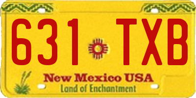 NM license plate 631TXB