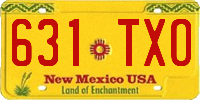 NM license plate 631TXO