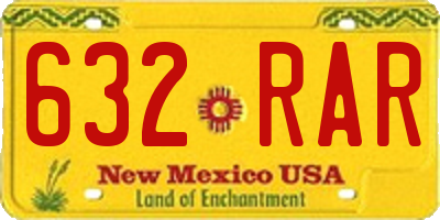 NM license plate 632RAR