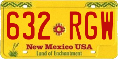NM license plate 632RGW