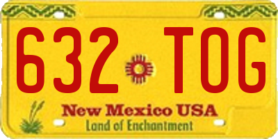 NM license plate 632TOG