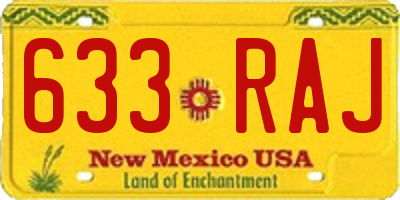 NM license plate 633RAJ